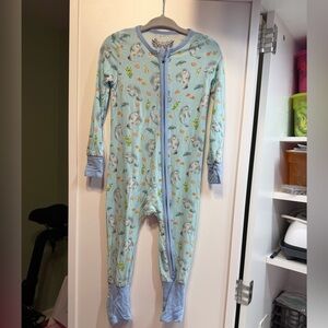 Light Blue Manatee Print Kids One-Piece Pajama